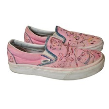 Vans Classic Slip On Shoe Sneaker Hand Painted Upcycle Light Pink Women's 6.5
