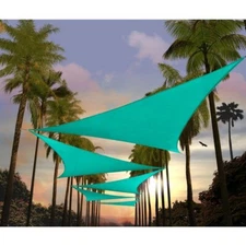 Amgo 32 ft. x 32 ft. x 32 ft. Turquoise Triangle Shade Sail Turquoise