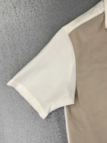 Cafe Luna Shirt Adult Large Beige Brown Stripe Camp Bowling Button Up Polyester - Picture 3 of 14