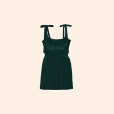 NWT $248 Reformation Minna Velvet Dress Emerald Green Mini Tie Holiday 8