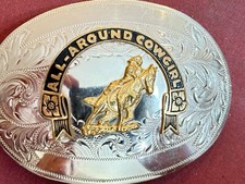 Vintage All Around Cowgirl Trophy Rodeo Belt Buckle - Montana Silversmiths