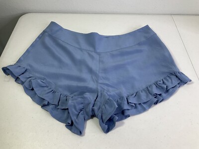 QUICK SILVER Blue 100% Silk Shorts W/Ruffle Trim. Size Small. Orig. $78. NEW.