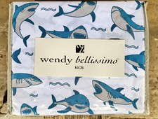 Wendy Bellissimo Kids SHARKS Full Size 4-pc Sheet Set easy care polyester 