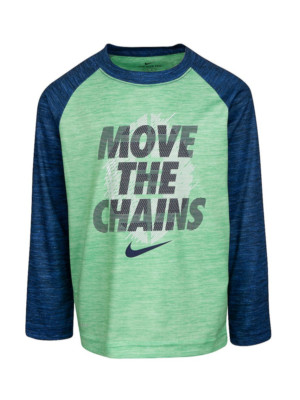 Nike Boys Size 6 Dri-FIT ''Move the Chains''  Long Sleeve T-Shirt Poison Green NWT