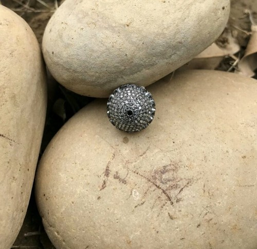 Pave Diamond Round Beads 925 Silver 10mm Round Diamond Beads Jewelry Findings. - Picture 5 of 12