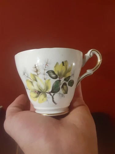 Regency Bone China Coffee Cup Coffee Mug Made in England Yellow Flowers
