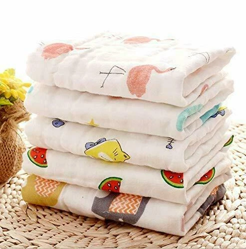 Organic Cotton Face Towels for Newborn Baby Muslin Cloth ,Pack of 5