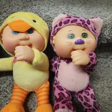 Set Of 2 CABBAGE PATCH KID CPK DUCK AND CAT DOLLS 9" 