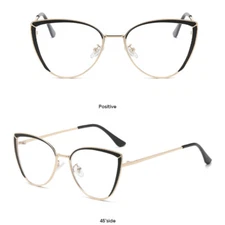 Metal Cat Eye Anti-Blue Light Eyeglasses For Women Clear Lens Glasses Frames