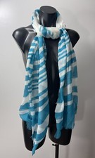 Fashion Womens Wrap Neck Head Scarf Multicolor Blue Teal Striped Style Accessory