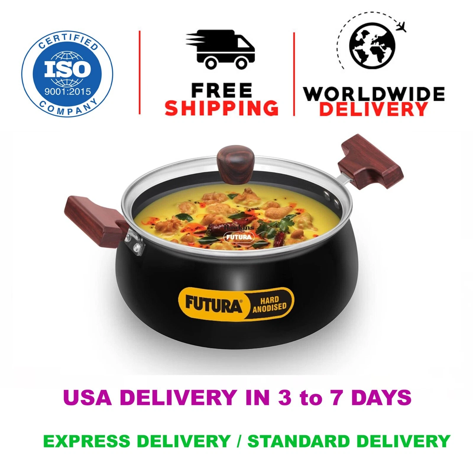 Futura 3 Ltr Cook n Serve Pan Handi Biryani Handi Stock Pot Induction Compatible