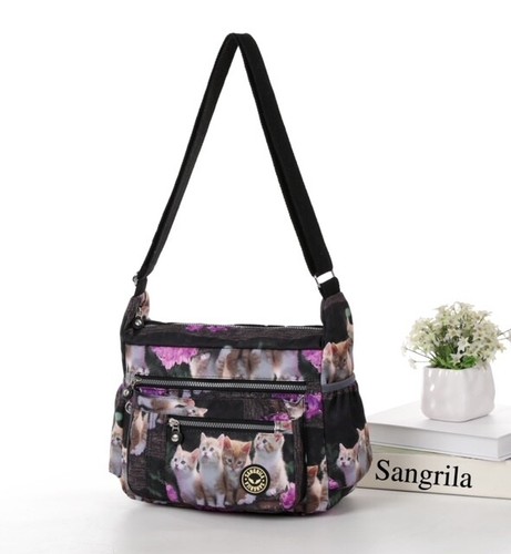 Ladies light weight Multi Pocket Nylon Cross Body Day Shopping Messenger Bag NEW - Picture 17 of 27