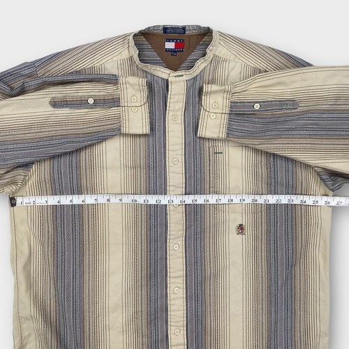 Camisa DE COLECCIÓN Tommy Hilfiger Para Hombre Extra Grande Western Azteca Mandarín Cresta Años 90 - Imagen 10 de 15