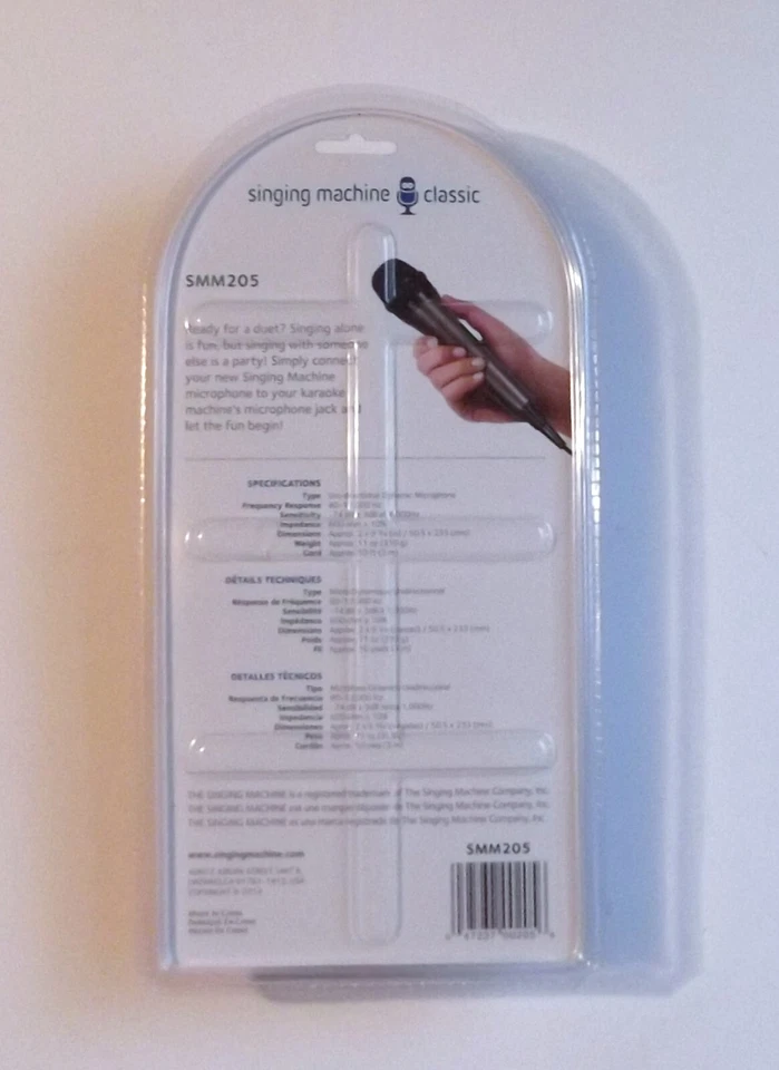 Singing Machine Microphone for Karaoke Black Unidirectional Dynamic Wired - Image 2 of 2