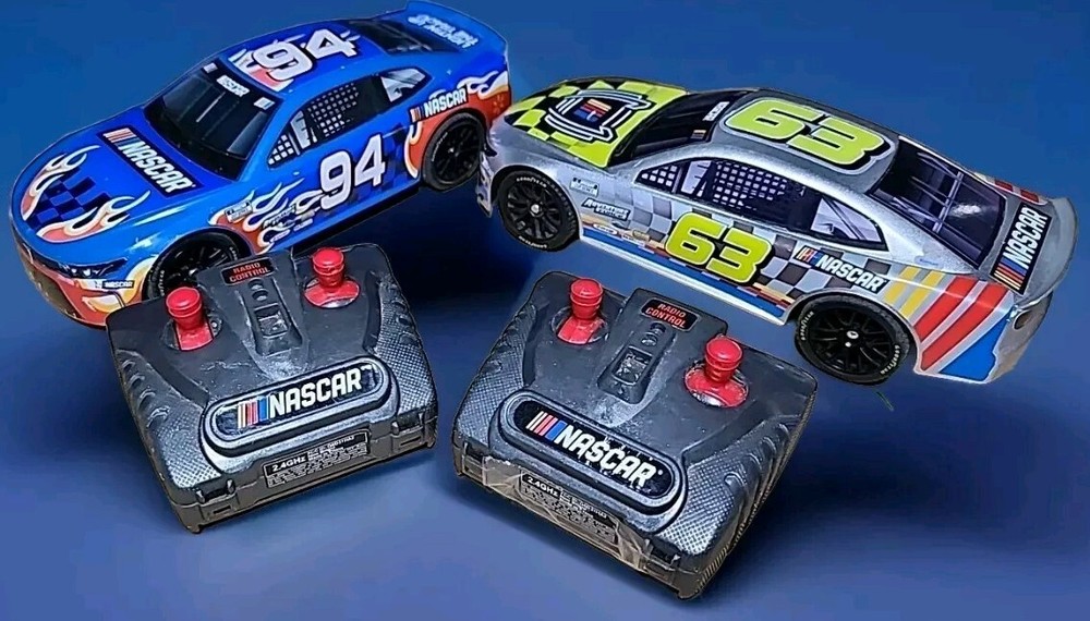 2x New Bright Nascar Remote Control Plastic Cars Good Condition #94 & #63 Tested