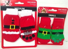 Pet Dog Christmas Socks Choice Size  Santa or Elf New