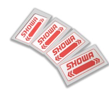 Showa Moto Forcella Vinile Grafiche Adesivi Rosso, Bianco Piccolo 36mm x 4 Pezzi