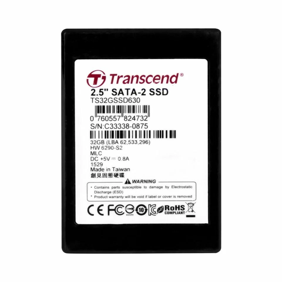 Hard Drive Transcend TS32GSSD630 32GB MLC SATA II SSD 64MB Cache 2.5" Inch - Image 2 of 3