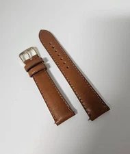 20mm Cognac Genuine Leather Watch Band - USA