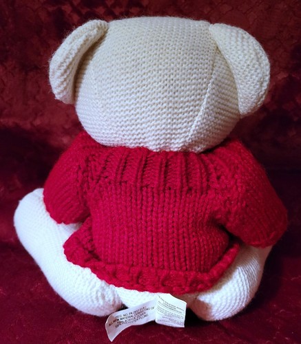 PIER 1 IMPORTS White Teddy Bear Red Sweater Holiday Toy Snowflake Winter 10" - Picture 6 of 11