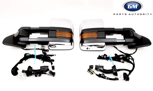 2014-18 Silverado Sierra Chrome Camper Trailer Tow Mirrors & Door Harnesses OEM 