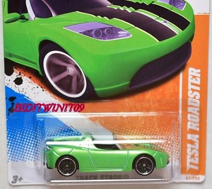 Details About Hot Wheels 2011 Track Stars Tesla Roadster 215 Green