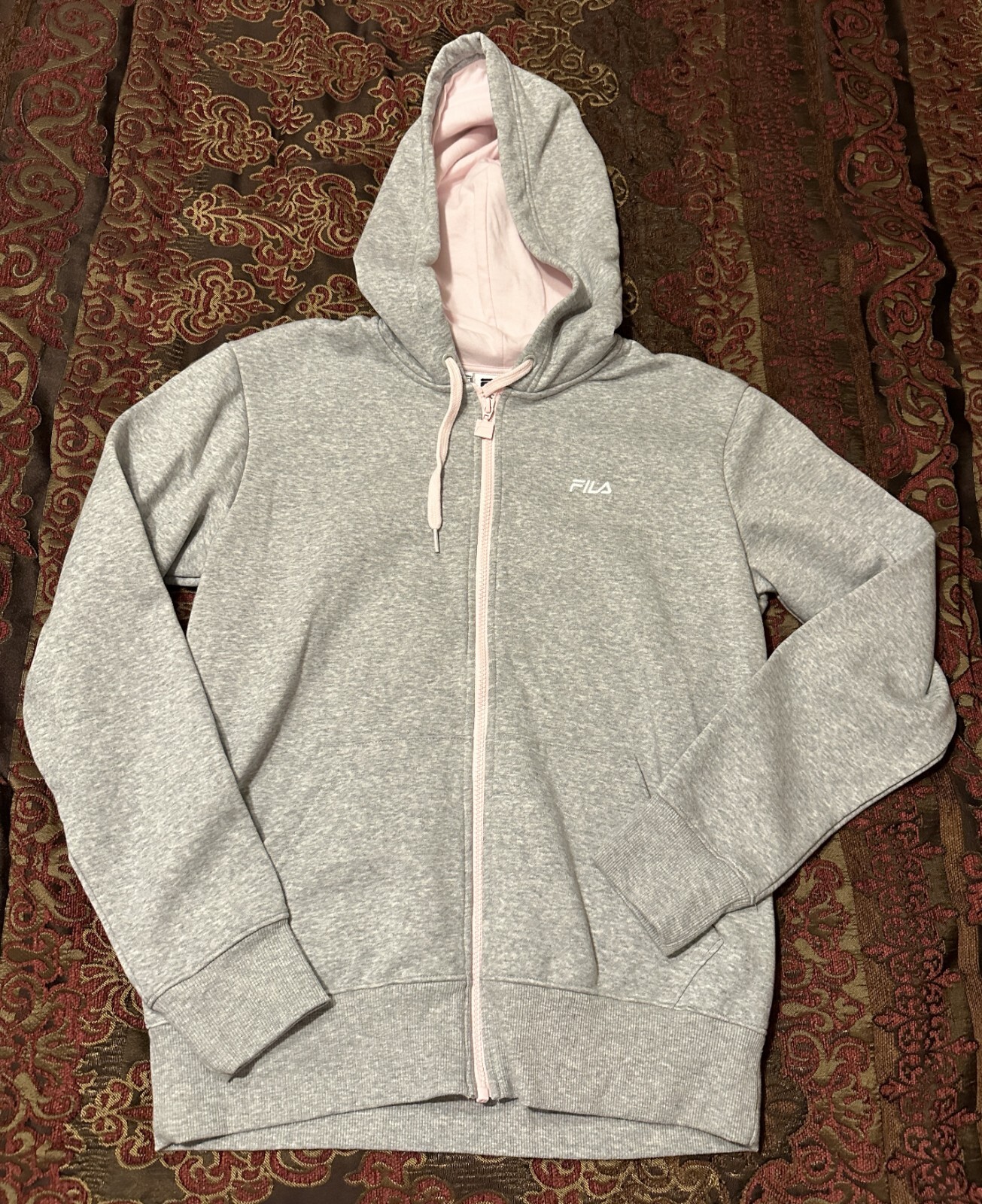 Felpa con cappuccio e zip intera donna Fila grigia usata in ottime condizioni taglia M