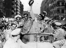 Egyptian soldier politician General Muhammad Naguib waves from a c- Old Photo