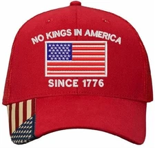 No Kings In America Embroidered Hat, Hat Gift For Anti MAGA Anti Trump Ball Cap
