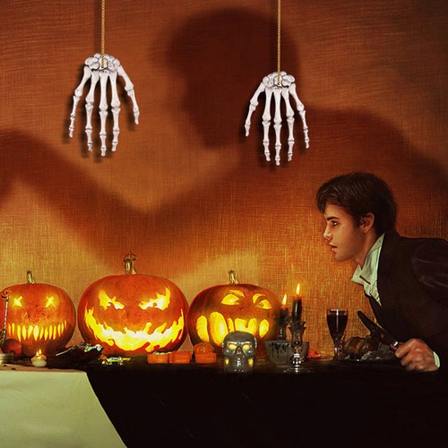 3 Pairs Skeleton Hand Ornament Scary Bones Halloween Party Supplies - Picture 5 of 11