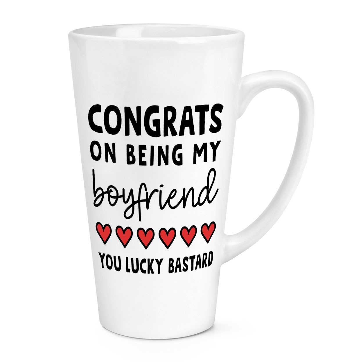 Congrats On Being My Boyfriend Lucky B-st-rd 17oz Large Latte Mug Cup Valentines