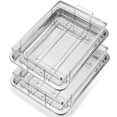 4PCS Fryer Basket for Oven, Nonstick Stainless Steel 15.5''x11'' Fryer Pan Baki...