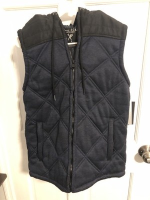 Marc Ecko Cut & Sew Quilted Chevron Zip Vest Logo Gray Black Men's S