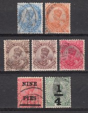 INDIA 1913-26 KGV GEORGE V DEFINITIVE SELECTION SCOTT 99-105 USED