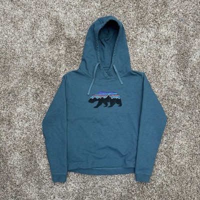 Patagonia Hoodie Womens S Blue Fitz Roy Bear Uprisal Hoody Graphic Pullover