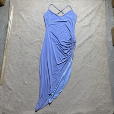 Windsor Dress Womens Large Light Blue Ruched Mini Cross Strap Mini Side Slit