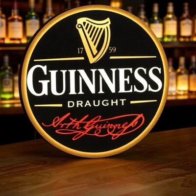 Guinness LED Sign Draught Neon - Light Beer Bar Lamp Signs Box