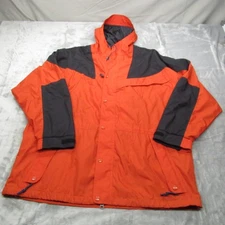 EMS Eastern Mountain Sports Jacket Men Large Orange Waterproof Ripstop Hood Rain