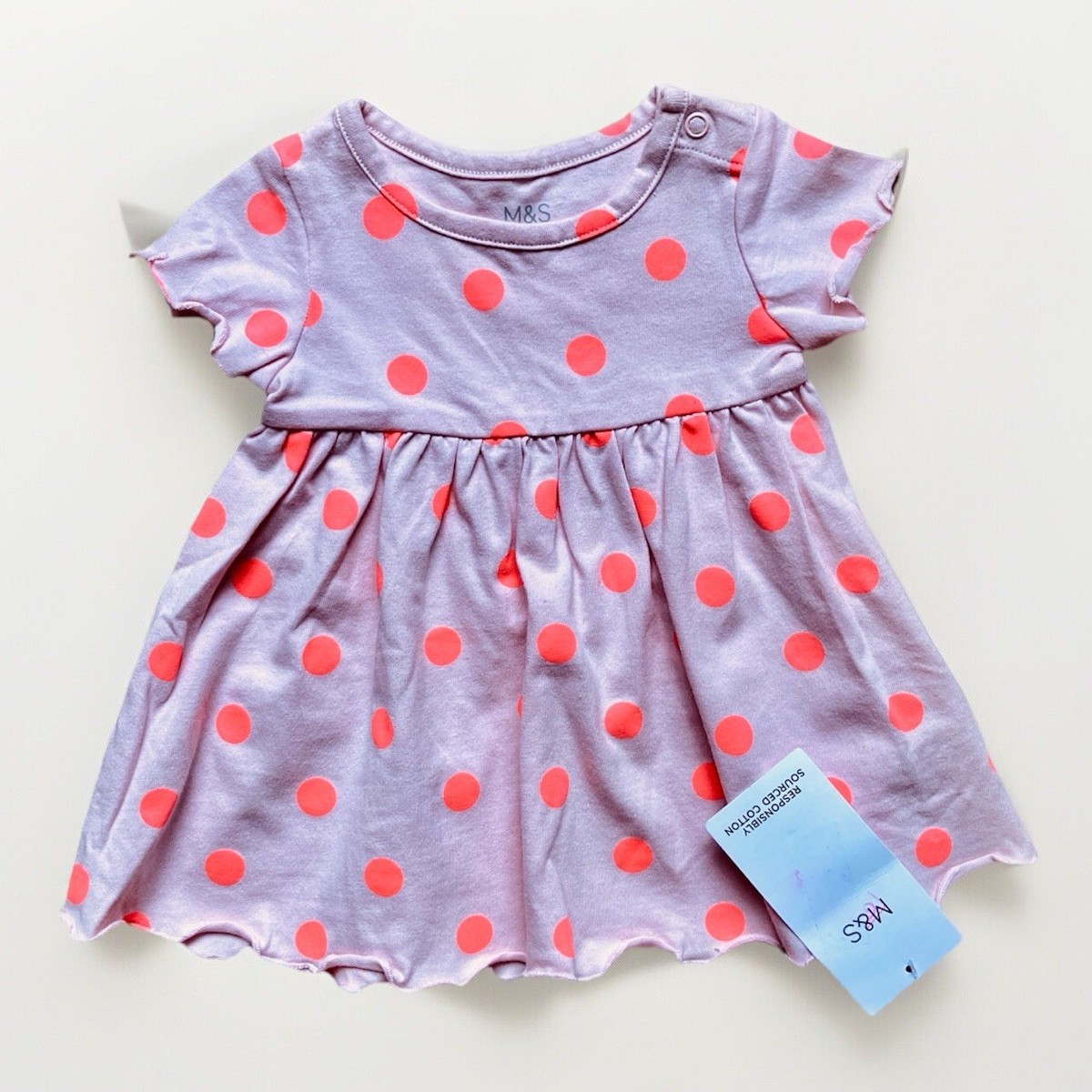 Baby girl 0-3 months dress M&S Rose Pink BNWT Cotton Clothes NEW