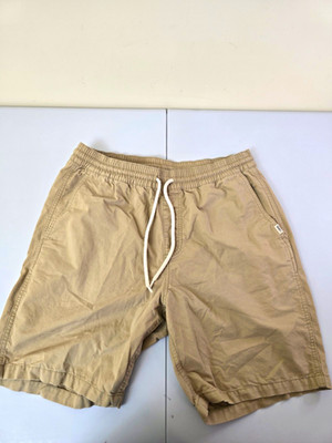 B21 VANS Men's Beige Chino Shorts M Elastic Waist Drawstring Pockets Logo