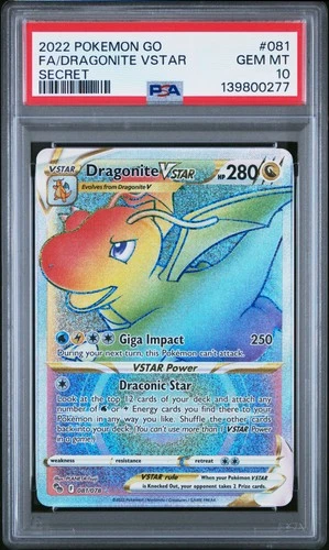 2022 POKEMON GO SECRET #081 FULL ART/DRAGONITE VSTAR PSA 10