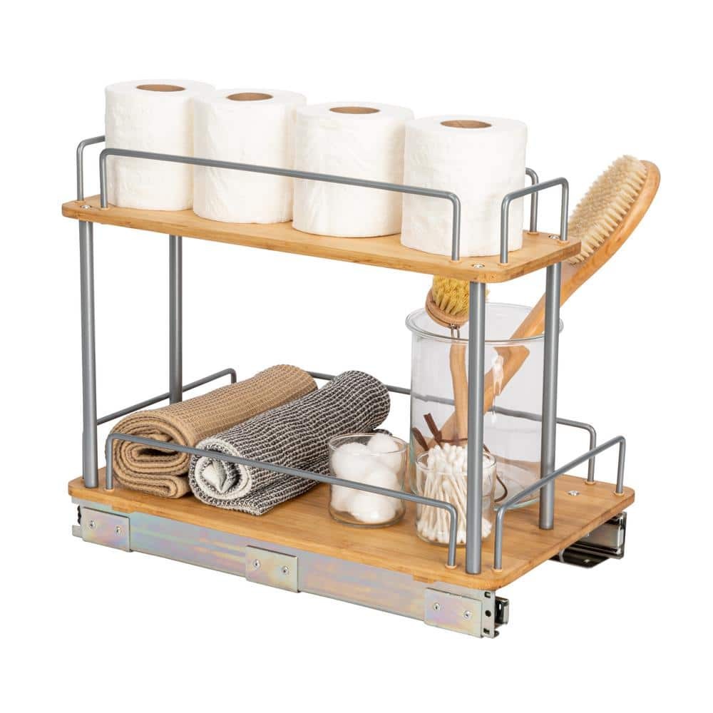 11.5in Glidez 2-Tier Bamboo Sliding Cabinet Organizer