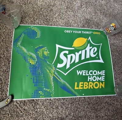 LEBRON JAMES 2014 SPRITE COCA COLA STORE DISPLAY PROMO POSTER WELCOME HOME
