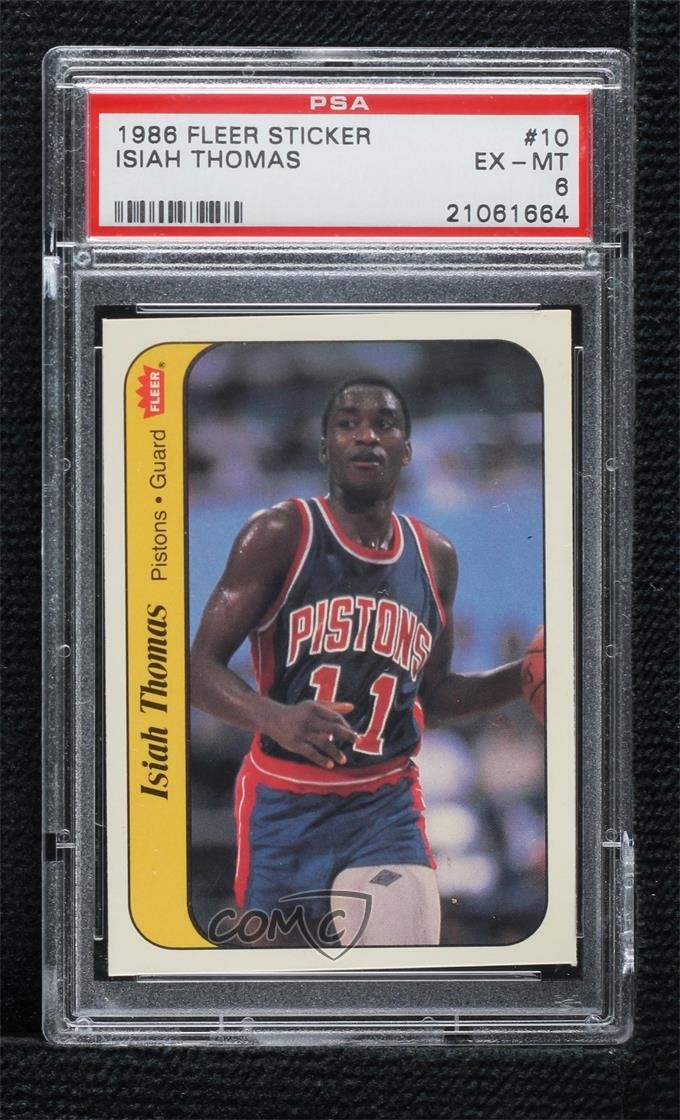 1986-87 Fleer Stickers Isiah Thomas #10 PSA 6 HOF 02kp