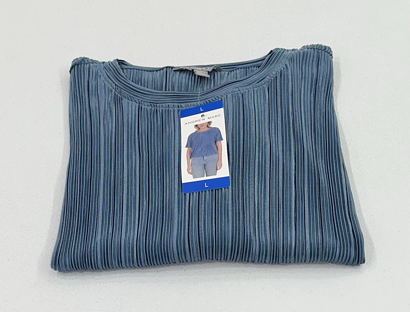 Marc New York Women's Short Sleeve Blouse, Light Blue, Size L