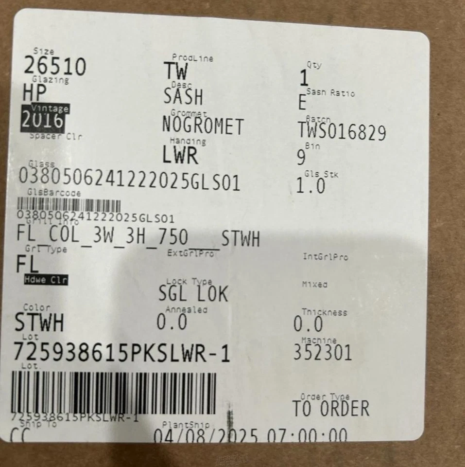 ANDERSEN 26510 TW LOWER SASH WINDOW, DOUBLE HUNG STWH3W3H, COLONIAL GRID - Image 4 of 4