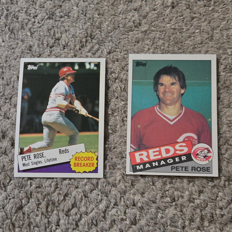 Topps 1985 Topps Baseball Card Lot (2) #6 #547 Pete Rose Reds Record Breaker