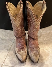 Women’s Corral 6.5 Snip Toe Double Eagle Tan Cognac Crackle Cowboy Boots R2227