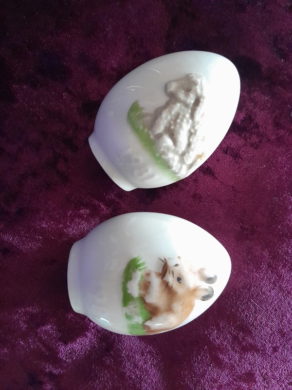 Two GOEBEL Rabbit and Sheep Decor Eggs 1980 And 1981 West Germany