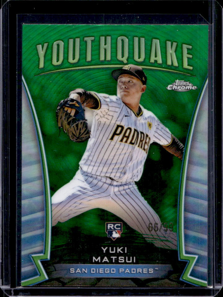 2024 Topps Chrome Update Yuki Matsui Youthquake RC Green Refractor #66/99